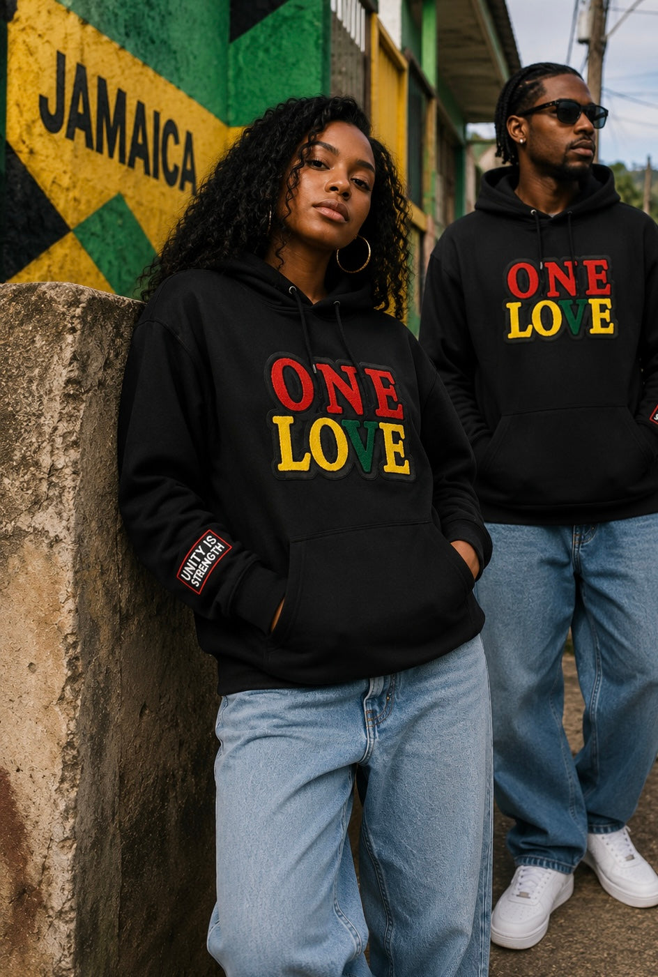 One Love Chenille Embroidery-Fleece Lined Hoodie – Embrace Unity