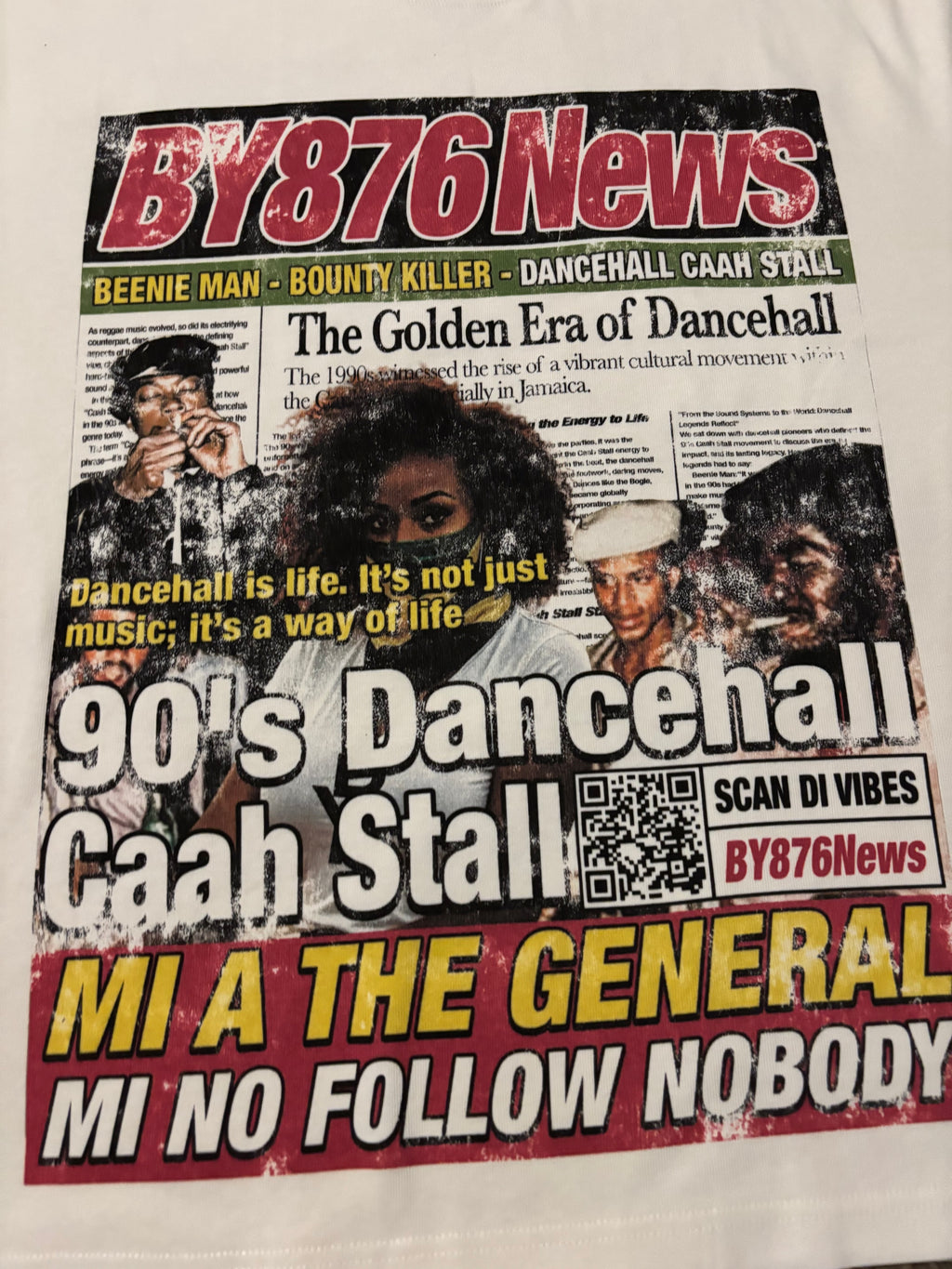 BY876News 90s Dancehall Caah Stall Tee – Scan Di Vibes Edition