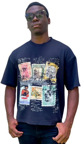 Jamaican Stamp Tee — Oversized Boxy Fit